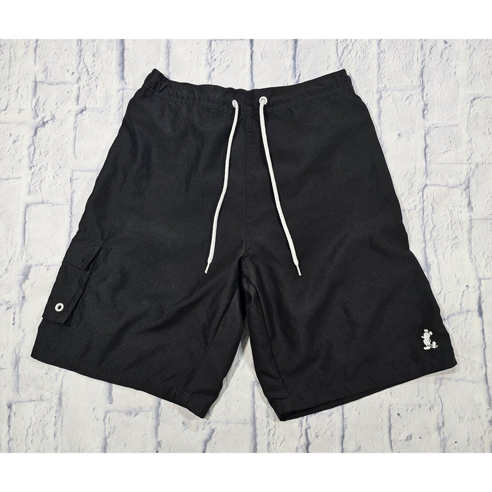 Disney Mickey Mouse Black Lined Swim Shorts Size Small